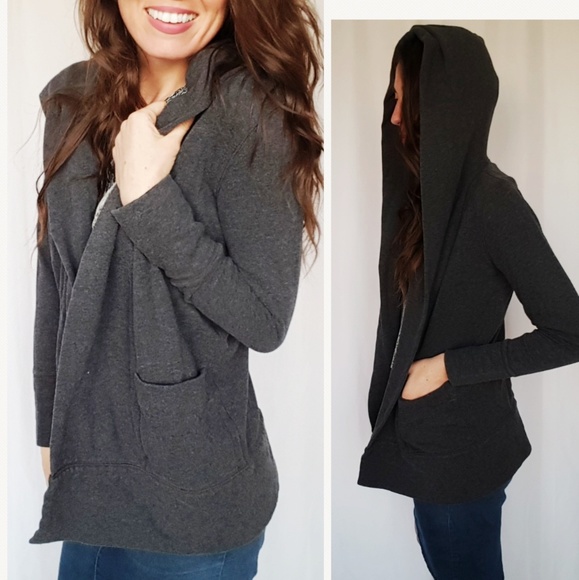 LOFT Tops - LOFT long gray open hoodie cardigan -C7